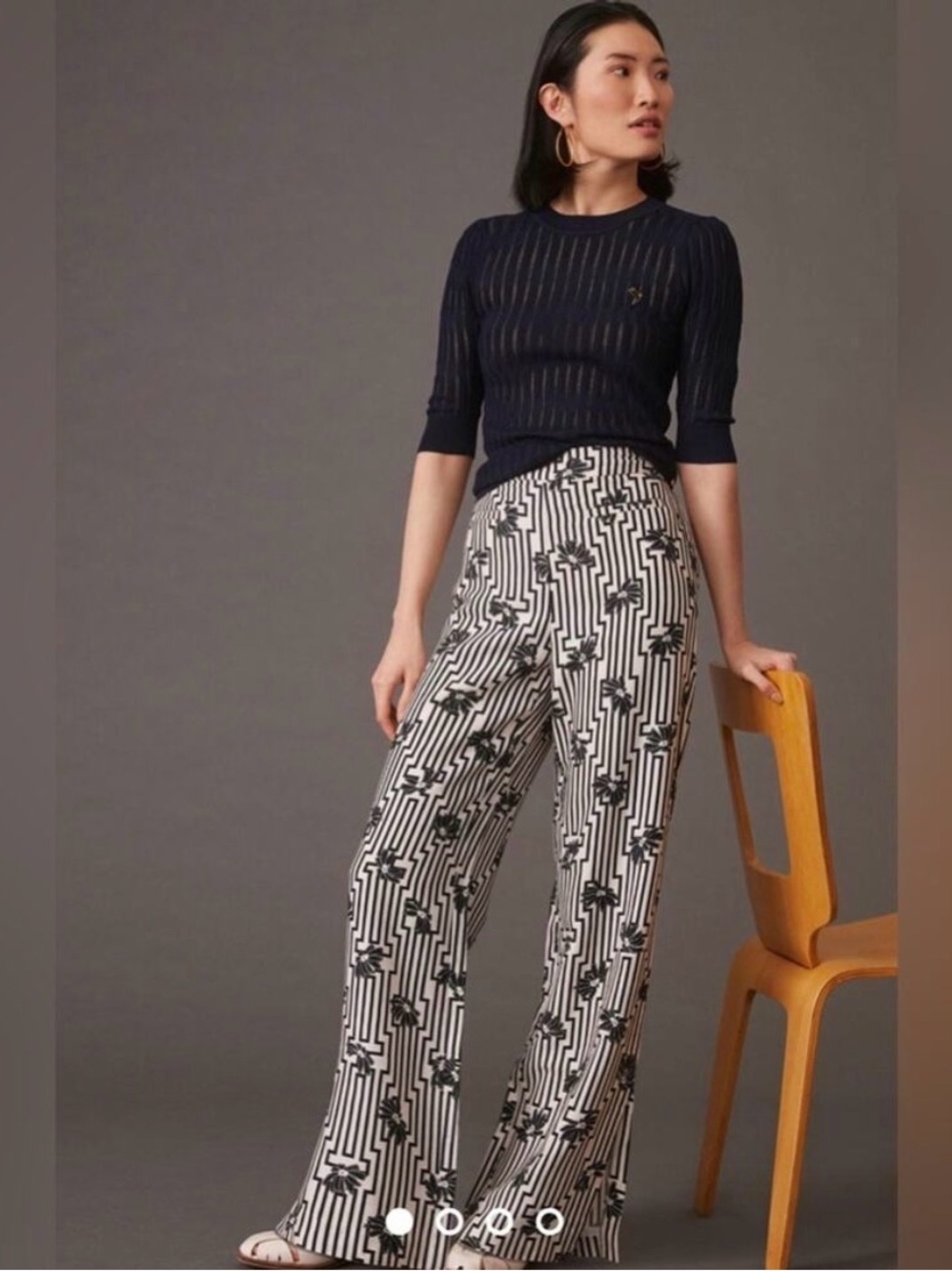 Maeve Black & White Escape Wide-Leg Geometric Print Pants